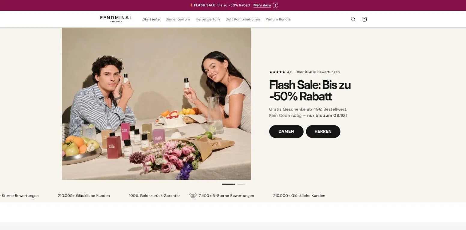 Fenominal Fragrance storefront home page