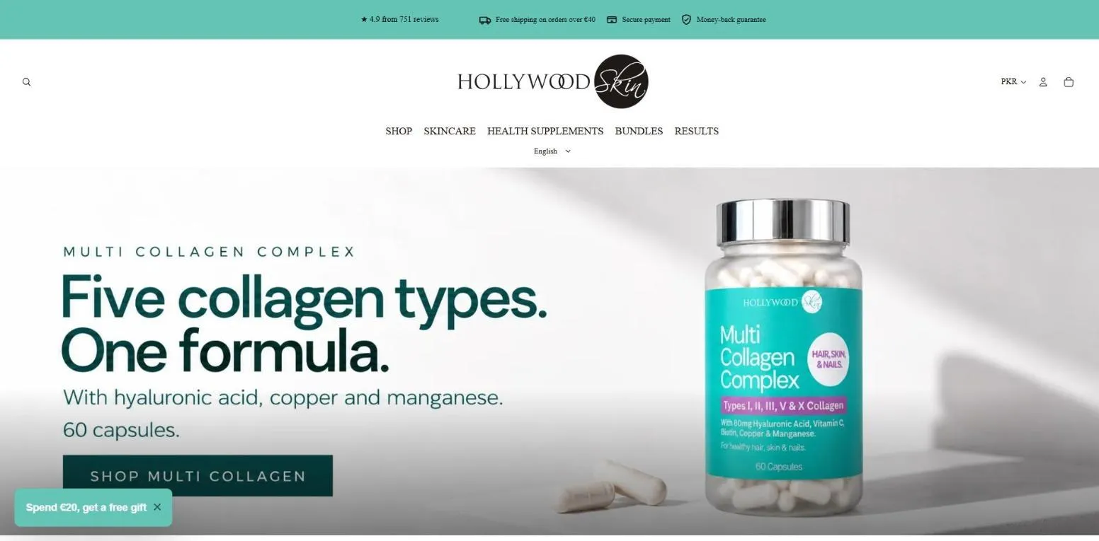 Hollywood Skin storefront home page