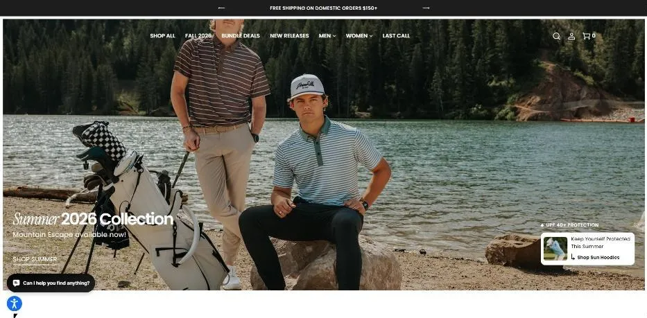 Primo Golf Apparel storefront home page