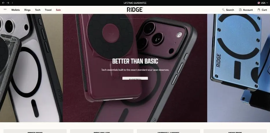 Ridge storefront home page